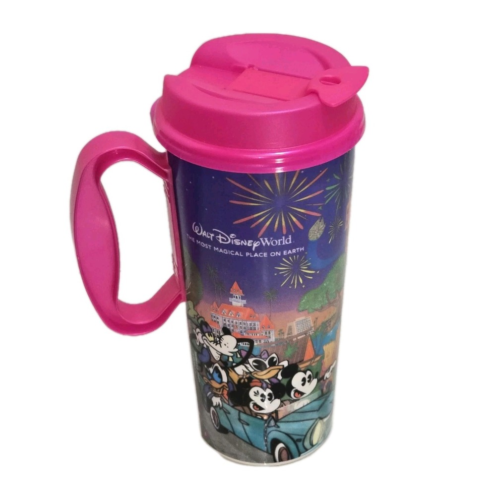 Walt Disney World Whirley DrinkWorks Travel Mug EUC Pink‎ Lid Theme Park 🏰✨